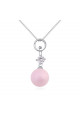 Bijoux collier rose pas cher en argent sterling avec boule - Ref 22051 - 02