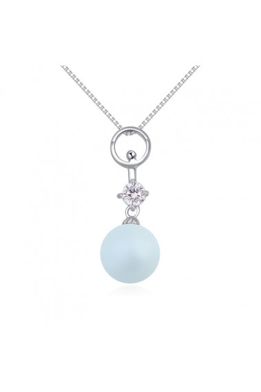 Collier pour femme en argent boule pendentif bleu et cristal - 22052 #1