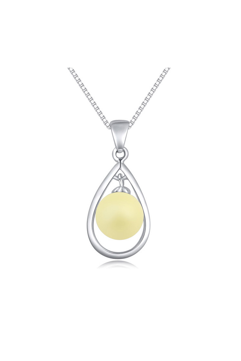 Collier femme pas cher en argent sterling joli pendentif j	aune - Ref 22055 - 01