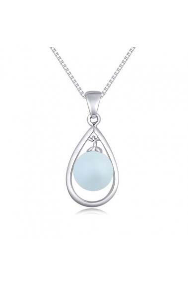 Collier perle fantaisie bleu clair chaîne en argent pas cher - 22056 #1