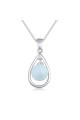 Collier perle fantaisie bleu clair chaîne en argent pas cher - Ref 22056 - 02