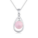 Collier chaine femme argent 925 pendentif boule rose - Ref 22057 - 02