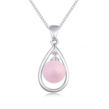 Collier chaine femme argent 925 pendentif boule rose