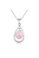 Collier chaine femme argent 925 pendentif boule rose - Ref 22057 - 02