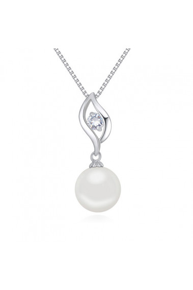 Collier femme perle blanche chaîne en argent sterling - 22059 #1