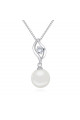 Collier femme perle blanche chaîne en argent sterling - Ref 22059 - 02