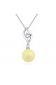 Collier simple femme pas en cher en argent avec boule jaune - Ref 22060 - 02