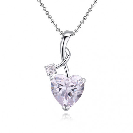 Yienate Collier Ras Du Cou Cœur Cristal Papillon Violet – Pendentif Amour Infini Argenté – Chaîne Je T’aime Pour Toujours, Cadeau Saint-Valentin Femme