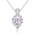 Collier avec pendentif cristal de roche en forme de cœur - Ref 22293 - 02