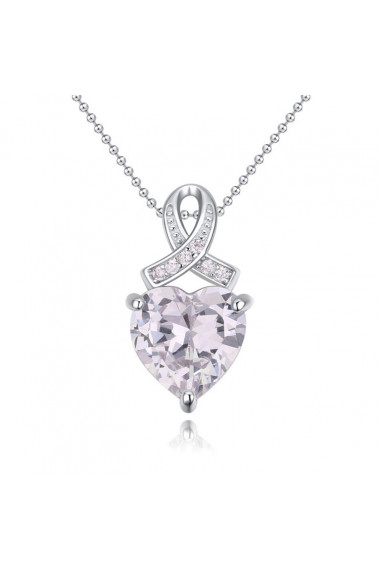 Collier avec pendentif cristal de roche en forme de cœur - 22293 #1