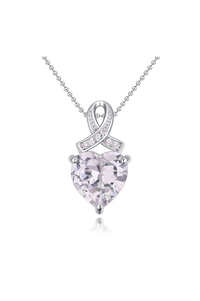 Collier avec pendentif cristal de roche en forme de cœur - Ref 22293 - 01