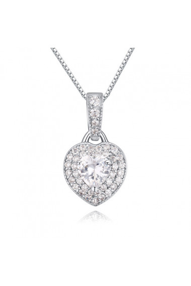 Collier luxe femme pendentif cœur cristal en argent 925 - 22295 #1