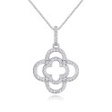 Collier original femme argent 925 pendentif en forme de fleur - Ref 22534 - 02