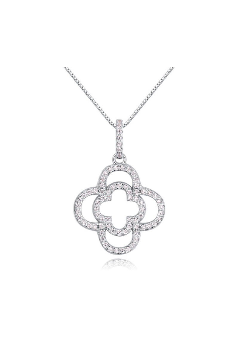 Collier original femme argent 925 pendentif en forme de fleur - Ref 22534 - 01