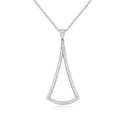 Collier femme argent en forme de triangle avec cristal blanc - Ref 22535 - 02