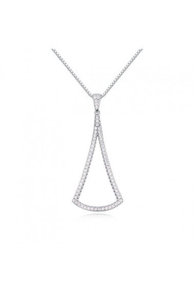 Collier femme argent en forme de triangle avec cristal blanc - 22535 #1