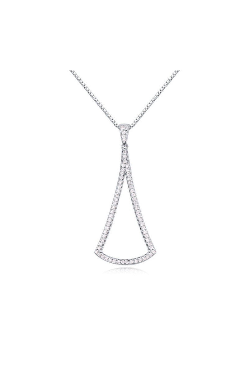 Collier femme argent en forme de triangle avec cristal blanc - Ref 22535 - 01