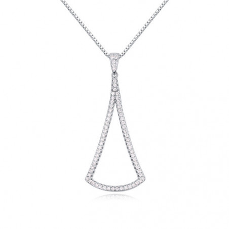 Collier femme argent en forme de triangle avec cristal blanc