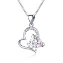 Collier love femme cœur avec cristal blanc en argent 925 - Ref 22536 - 02