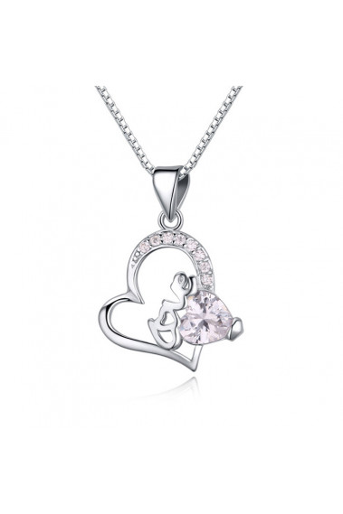 Collier love femme cœur avec cristal blanc en argent 925 - 22536 #1