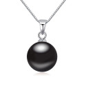 Collier noir femme tendance pas cher argent sterling - Ref 23645 - 02