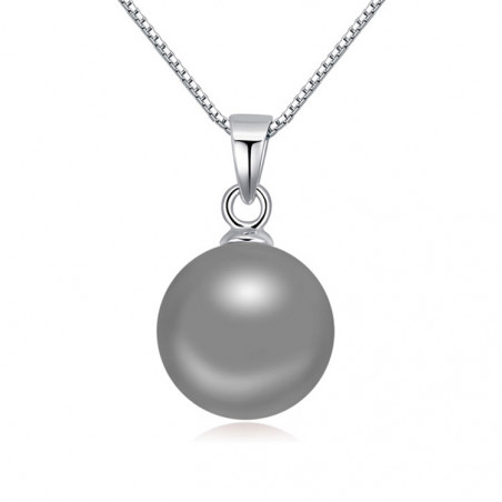 Pendentif femme boule gris collier femme argent 925