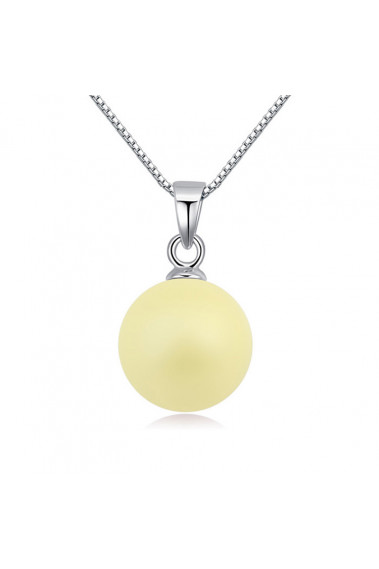 Pendentif femme argent boule jaune imitation perle - 23648 #1