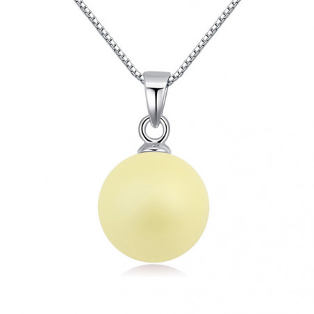 Pendentif femme argent boule jaune imitation perle