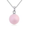 Collier femme argent avec jolie boule pendentif rose - Ref 23649 - 02