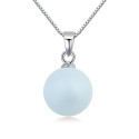 Chaine argent femme pas cher pendentif boule bleu clair - Ref 23650 - 02