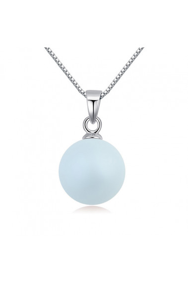 Chaine argent femme pas cher pendentif boule bleu clair - 23650 #1