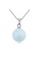 Chaine argent femme pas cher pendentif boule bleu clair - Ref 23650 - 02