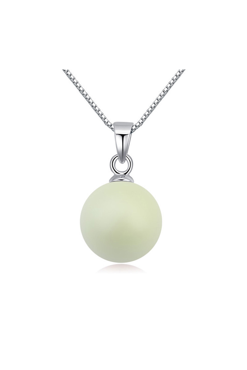 Collier femme avec perle blanche chaîne en argent 925 - Ref 23651 - 01