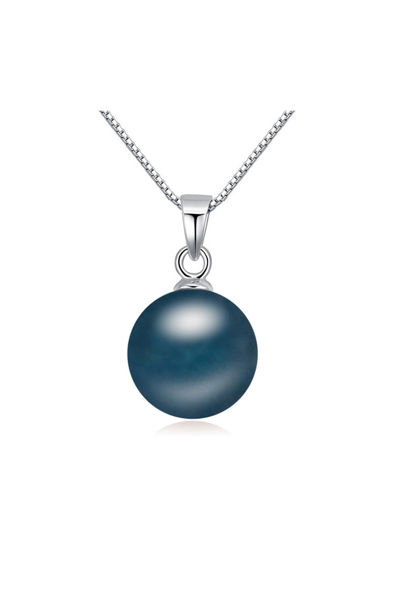 Pendentif femme collier en argent sterling avec boule bleu - Ref 23652 - 01