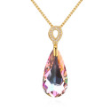 Collier doré femme avec pendentif en pierre cristal multicolore - Ref 24495 - 02