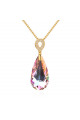 Collier doré femme avec pendentif en pierre cristal multicolore - Ref 24495 - 02