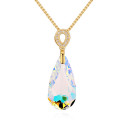 Collier pendentif pierre blanche multicolore en argent doré - Ref 24497 - 02