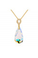 Collier pendentif pierre blanche multicolore en argent doré - Ref 24497 - 02