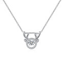 Collier boheme avec pendentif corne de cerf chaîne en argent - Ref 28703 - 02