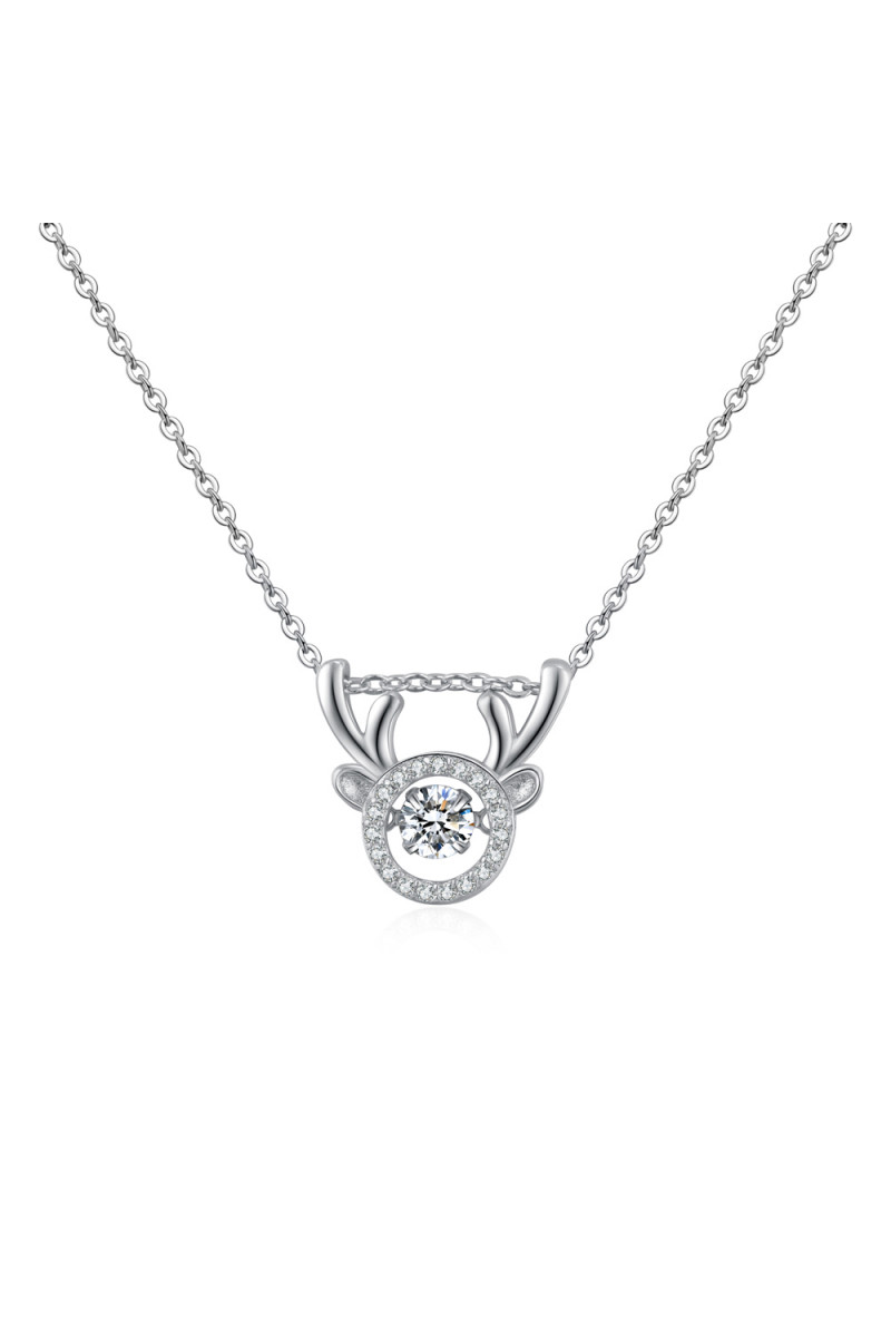 Collier boheme avec pendentif corne de cerf chaîne en argent - Ref 28703 - 01