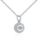 Collier de luxe pour femme en argent avec pendentif en cristal blanc - Ref 28704 - 02
