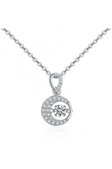 Collier de luxe pour femme en argent avec pendentif en cristal blanc - 28704 #1