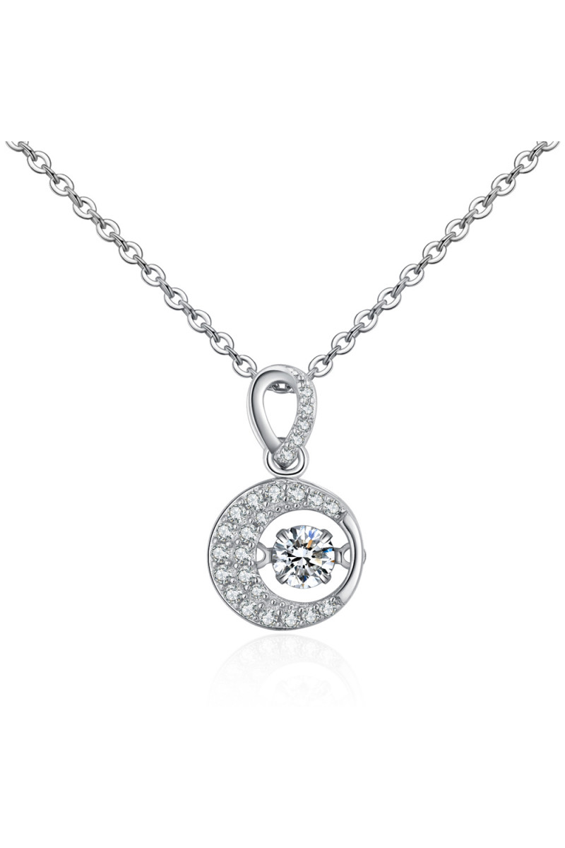 Collier de luxe pour femme en argent avec pendentif en cristal blanc - Ref 28704 - 01