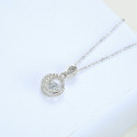 Collier de luxe pour femme en argent avec pendentif en cristal blanc - Ref 28704 - 04