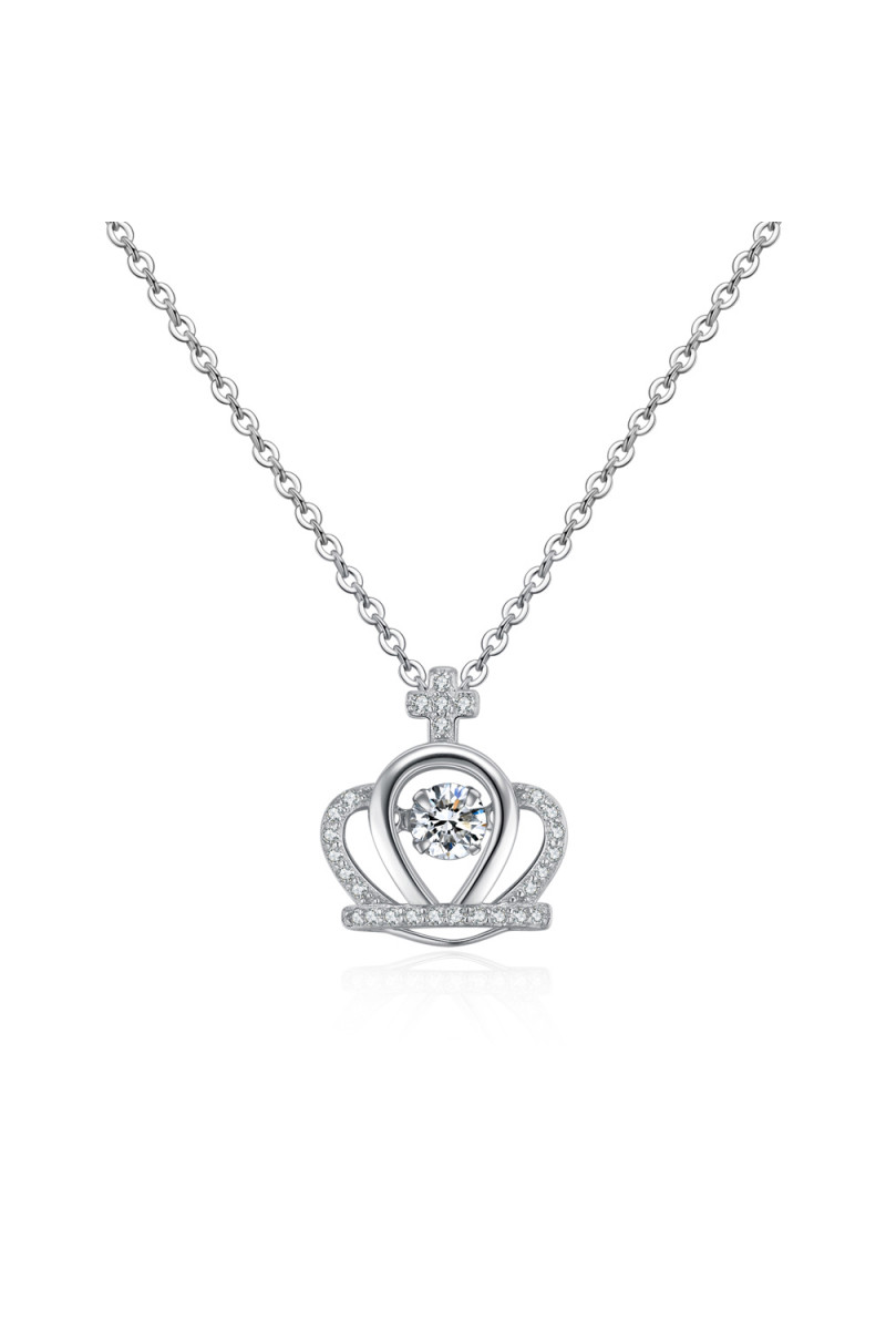 Collier en chaine argent sterling avec pendentif couronne royale - Ref 28706 - 01