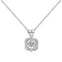 Collier pendentif double cœur entrelacé avec chaîne en argent - Ref 28707 - 02