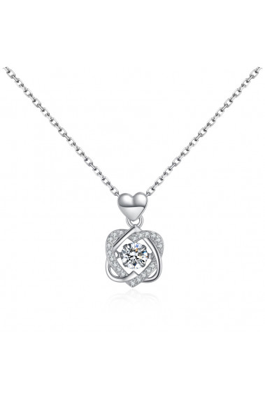 Collier pendentif double cœur entrelacé avec chaîne en argent - 28707 #1