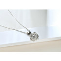 Collier pendentif double cœur entrelacé avec chaîne en argent - Ref 28707 - 04