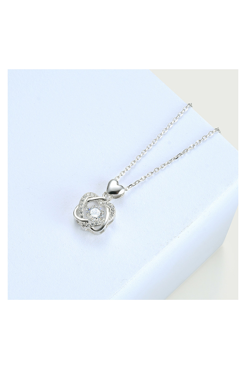 Collier pendentif double cur entrelac avec chane en argent - Ref ...
