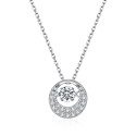 Collier pendule femme avec cristal blanc et chaîne forçat en argent - Ref 28709 - 02